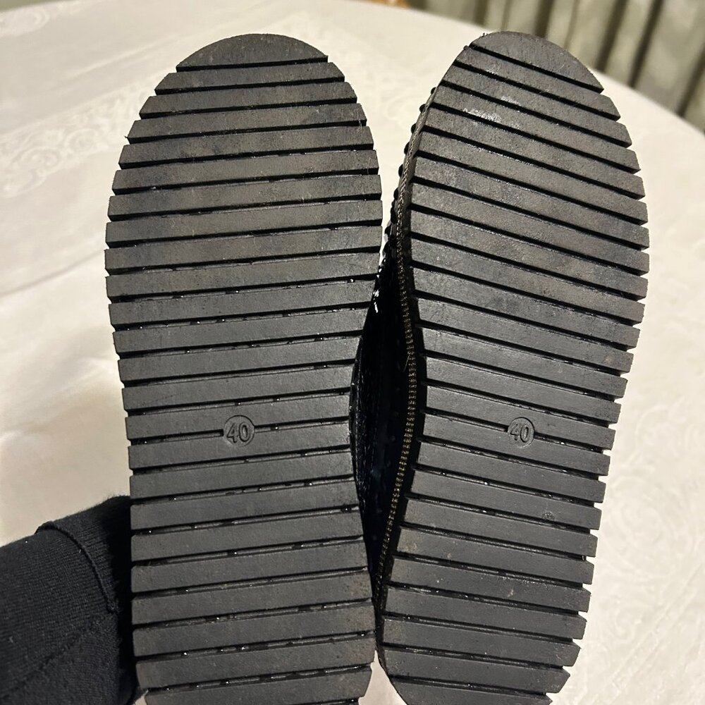Black Iridescent Sequin Slip-On Platform Sneakers. - Picture 6 of 6
